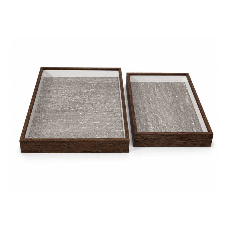 طوفرية تقديم خشب طقم قطعتين | تصميم مستطيل عصري