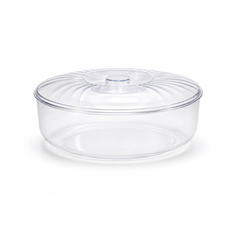 زبدية تقديم بلاستيك دائرية كبيرة بغطاء | قطر 32 سم