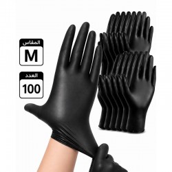 قفازات فينيل طبية اسود مقاس M وعدد 100 حبة 