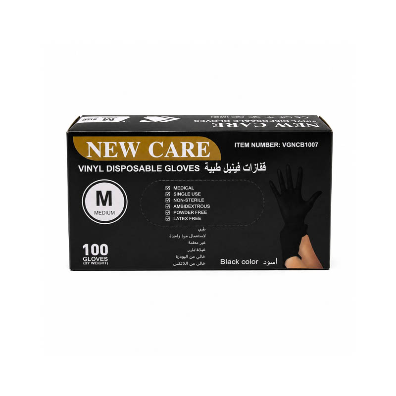 قفازات فينيل طبية للاستعمال مرة واحدة | مقاس M – 100 حبة خالية من البودرة واللاتكس