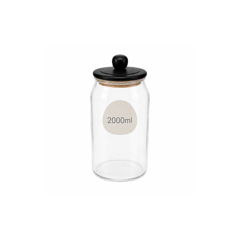 Clear Glass Storage Jar 2000 ml with Wooden Lid