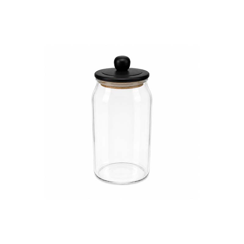 Clear Glass Storage Jar 1400 ml with Wooden Lid