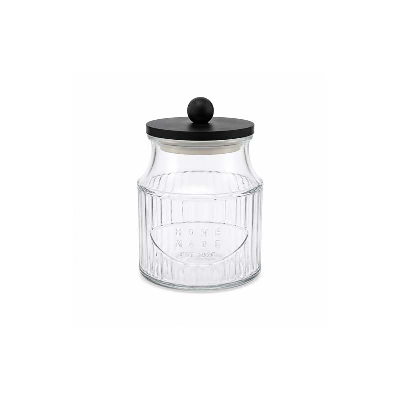 Small Clear Glass Storage Jar with Wooden Lid for Food Storage and Organization