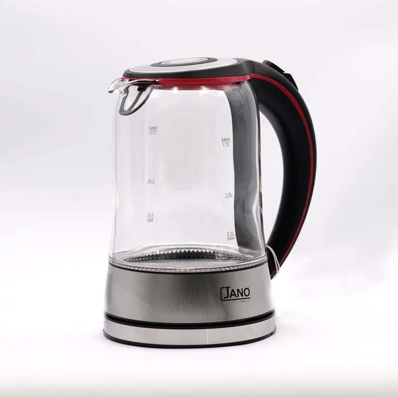 Jano Electric Glass Kettle 1.7 Liter 2200W with Heating Base and LED Light