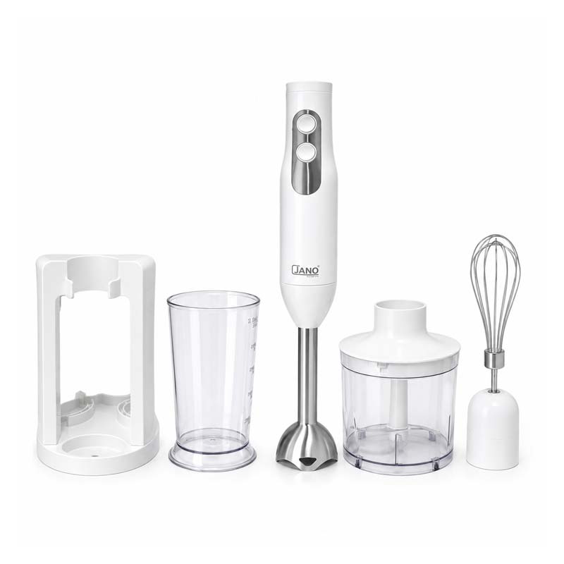 Jano 500W Multi-Function Hand Blender with Storage Stand, Whisk and Chopper Attachments