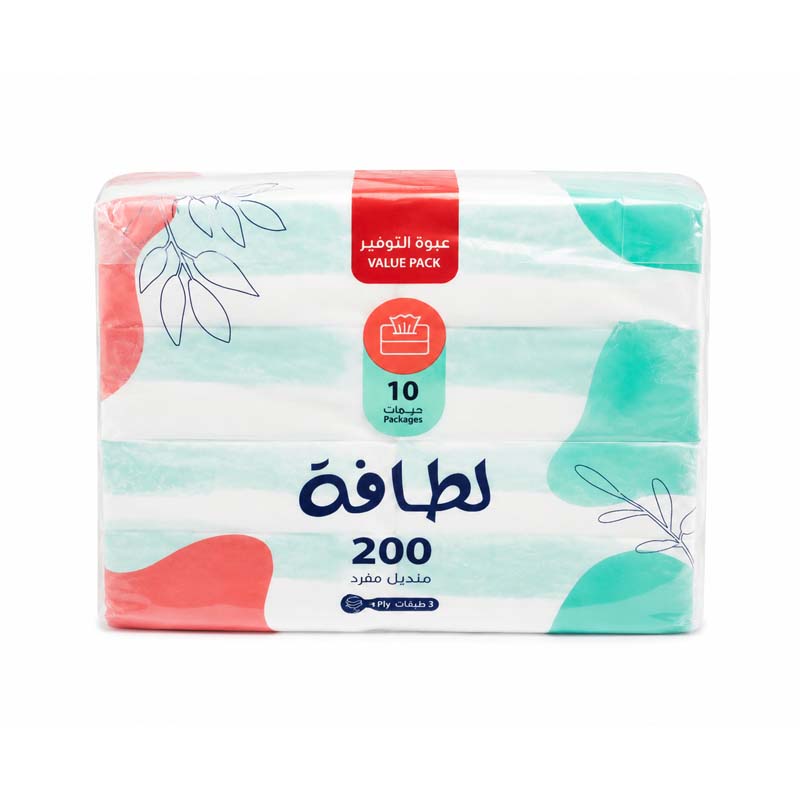 مناديل لطافة 200 منديل مفرد - عبوة توفير 10 عبوات