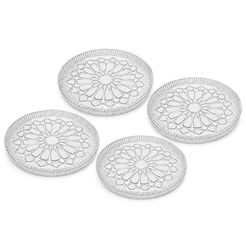 Large Glass Dessert Plates Set - 4 Pieces - Elegant Serving Plates for Hospitality