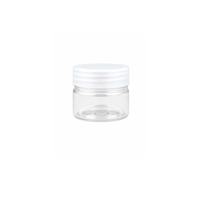 Pack of Clear Plastic Quality Jars with White Lids 100 ml - 12 pcs Pack of Clear Plastic Quality Jars with White Lids 100 ml - 12 pcs