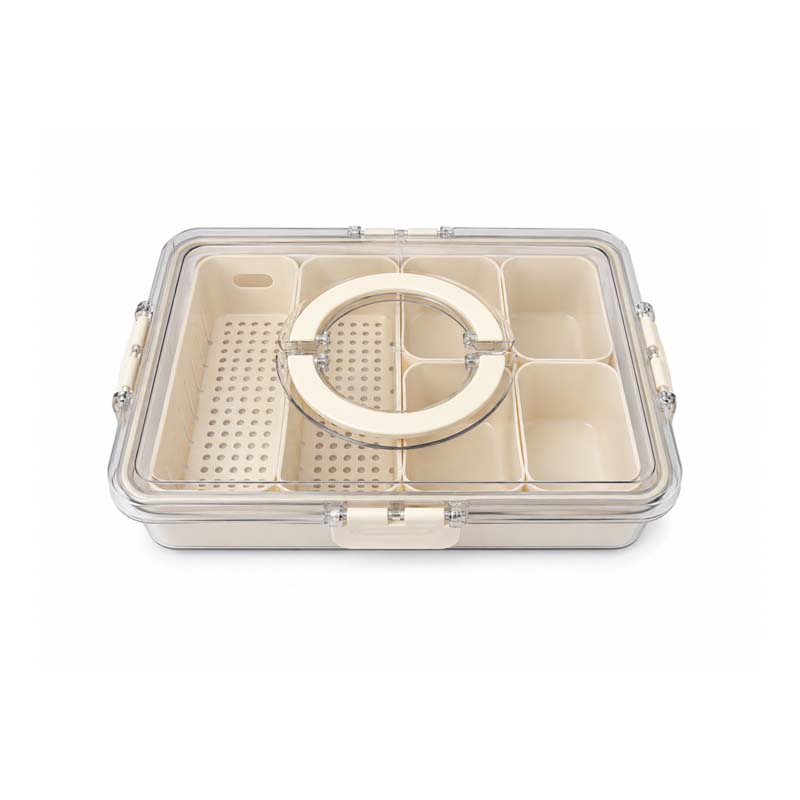 Rectangular Divided Plastic Food Storage Container with Lid and Handle