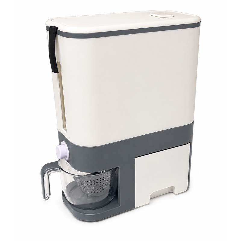 10 kg Plastic Grain Dispenser with Straining Cup and Side Compartment