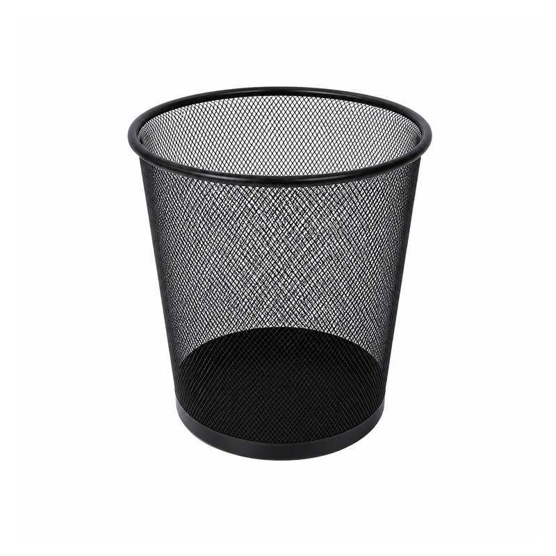 Medium Metal Mesh Waste Bin - Round Design in Black