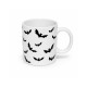 White Ceramic Mug with Black Bat Pattern
