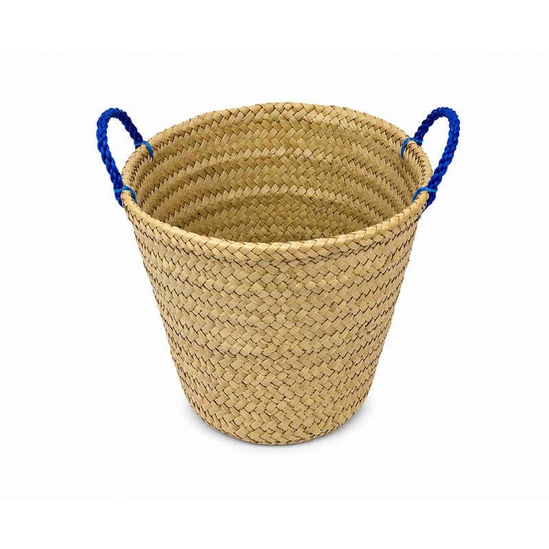 سلة خوص مصنوعة يدويا بتصميم دائري ومقبضين للحمل سلة خوص مصنوعة يدويا بتصميم دائري ومقبضين للحمل