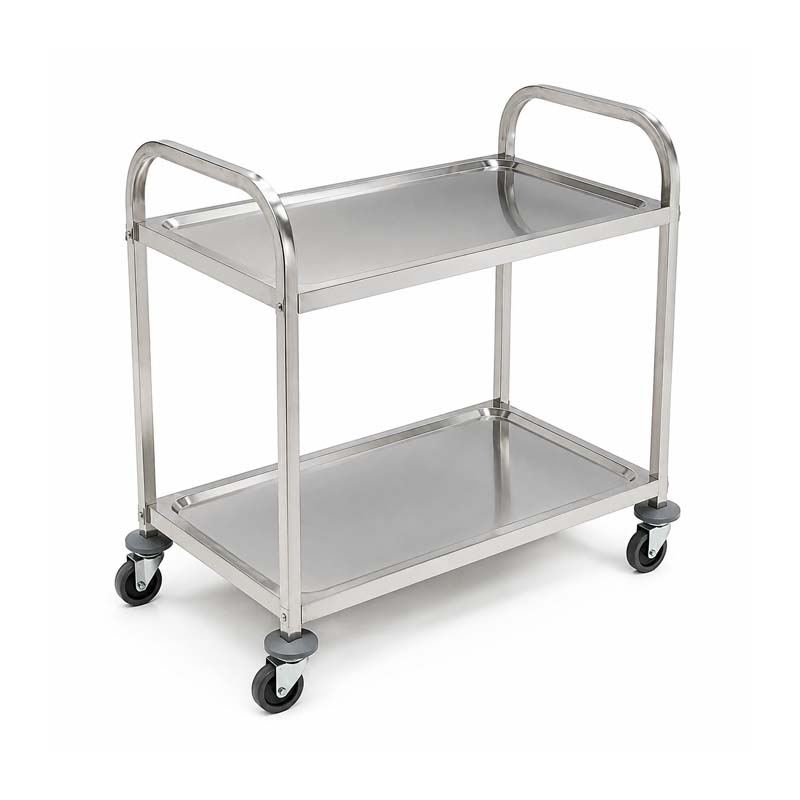 2-Tier Stainless Steel Serving Trolley 80×45 cm