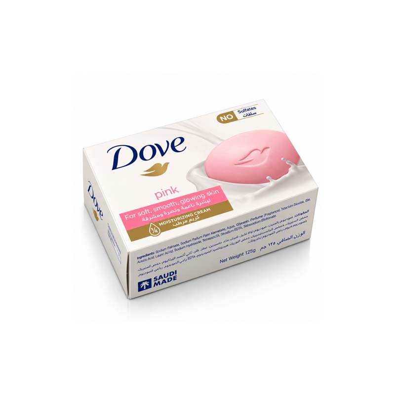 صابون دوف الوردي Pink بتركيبة كريم مرطب ¼ لبشرة ناعمة ونضرة - 125 جرام