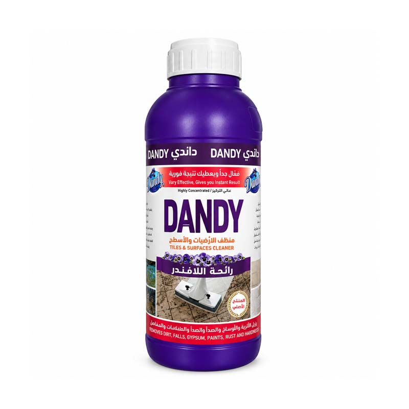 منظف داندي Dandy المركز للارضيات والاسطح برائحة اللافندر - سعة 1 لتر - لازالة الاوساخ والجبس والدهانات والصدا والترسبات