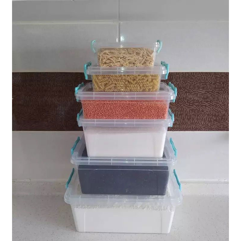 علبة طعام بلاستيك مستطيلة شفاف 1.2 لتر .
