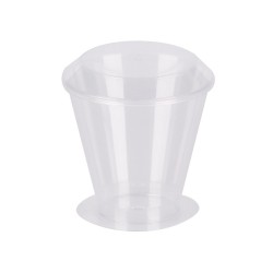 كوب حلى بلاستيك شفاف شكل كأس مع غطاء  (12 حبة) .