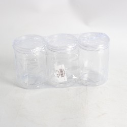 برطمان اسطواني بلاستيك بغطاء شفاف 550 مل - عدد 3 حبة
