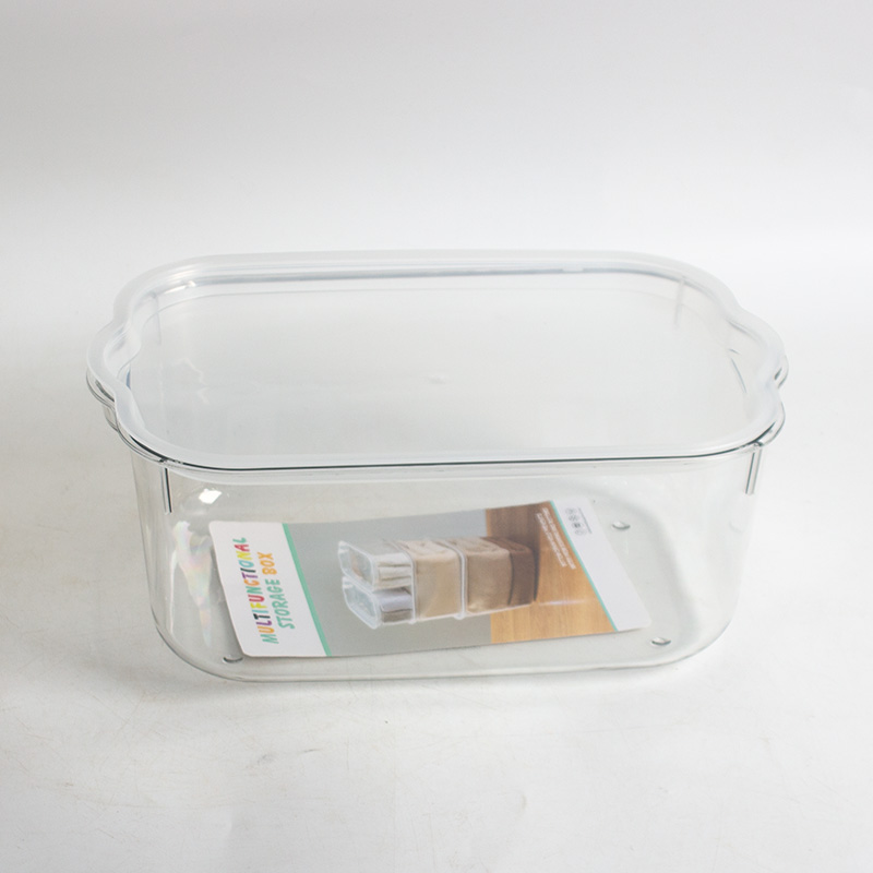 علبة تخزين بلاستيك شفاف بغطاء مقاس 28 × 18 سم