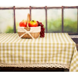 مفرش طاولة قماش كاروهات اخضر مقاس 220 × 140 سم